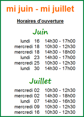 horaires 2025